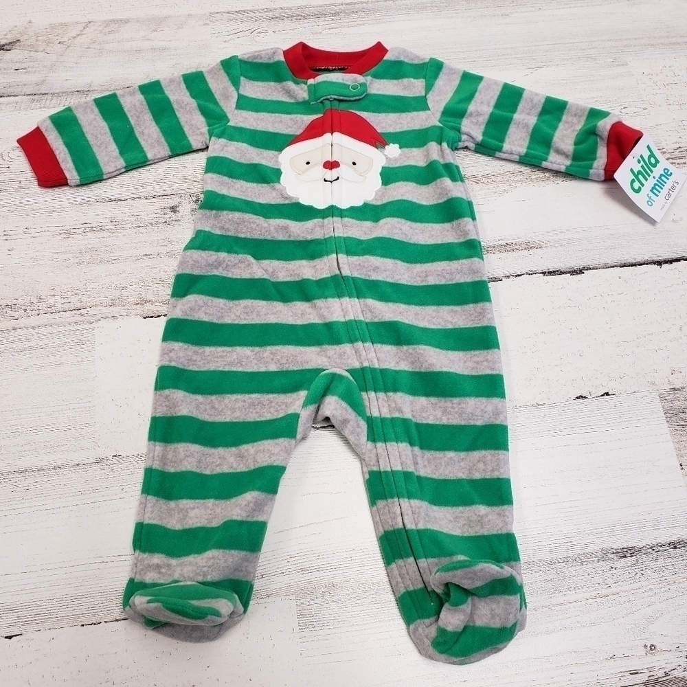 Child of Mine Carter's Baby Zip One Piece Santa Christmas Holiday Footie Pajamas